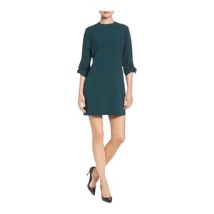 Charles Henry Dark Teal Green Shift Dress Tie‎ Sleeve Mini Length Size Medium
